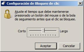 Imagen de la ventana de configuración del bloqueo de clic de Windows 7